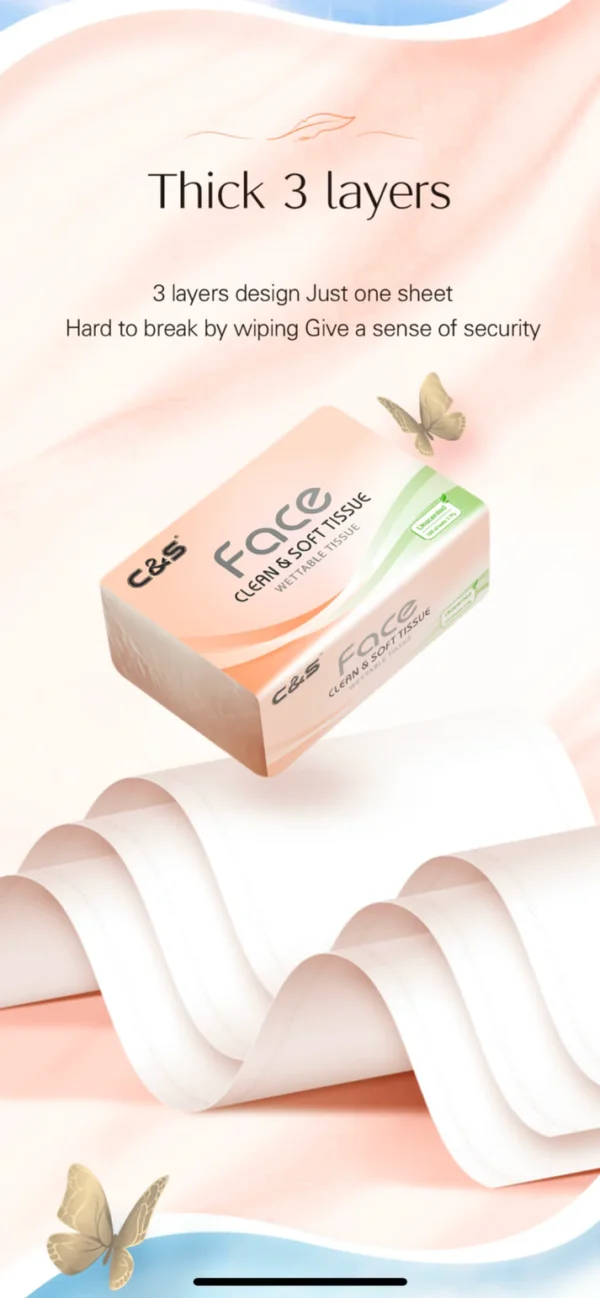 C&S 3Ply Compact Soft Facial Tissue (120 sheets 8 pack bundle) - Image 2